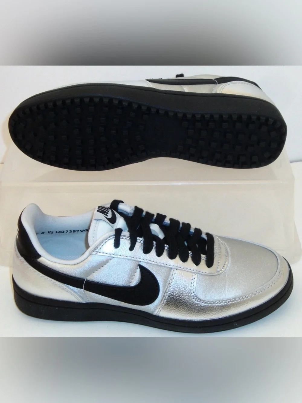 Nike Wmns Field General 82 'Metallic Silver Black' Women HQ7397-001 box no lid